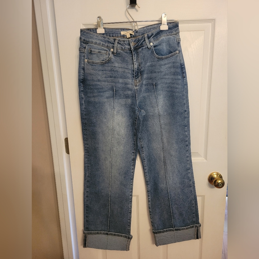 Indigo Thread Classic Denim Straight Leg Stretchy Women's Jeans Sz 10